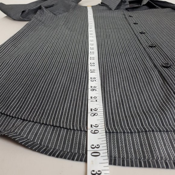 Perry Ellis Grey Striped Casual Dress Shirt - Picture 8 of 16